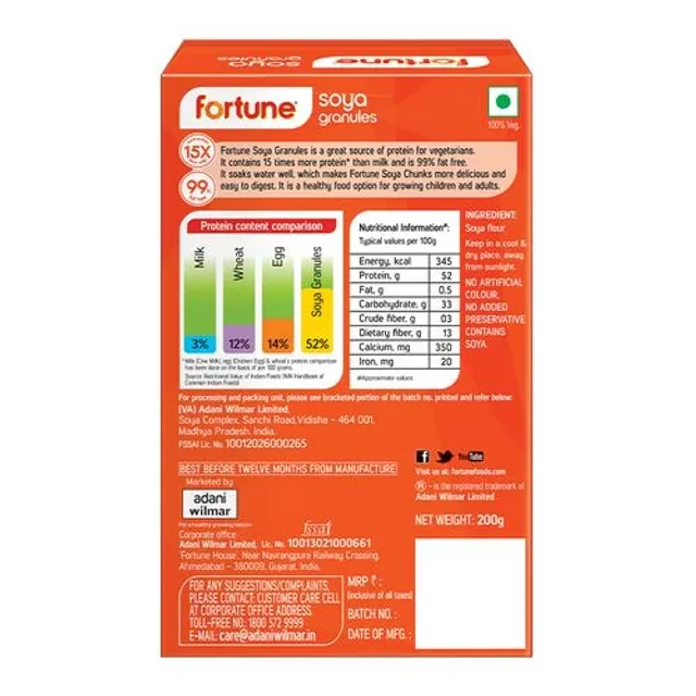 Fortune Fortune Soya Granules, 15x more protein than milk, 200 g-4.webp